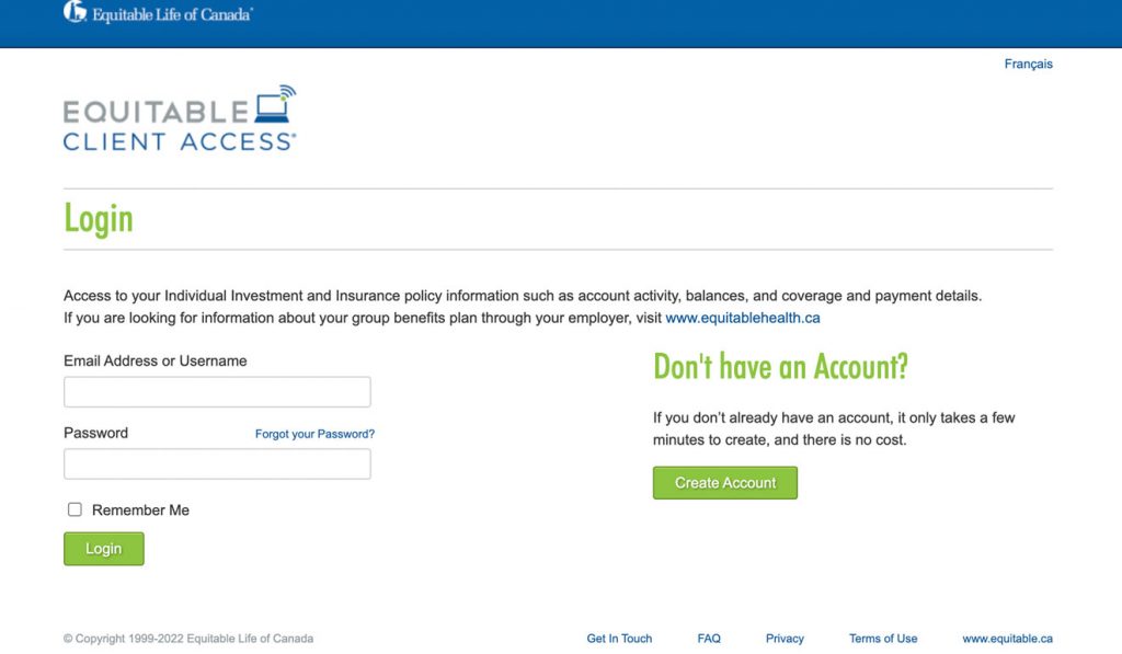 Equitable Life User Login Page